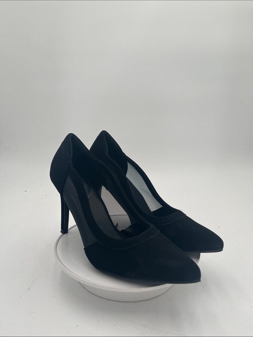 Ardene Black Heels Women’s Size 6 Mesh Side Panels Excellent Condition